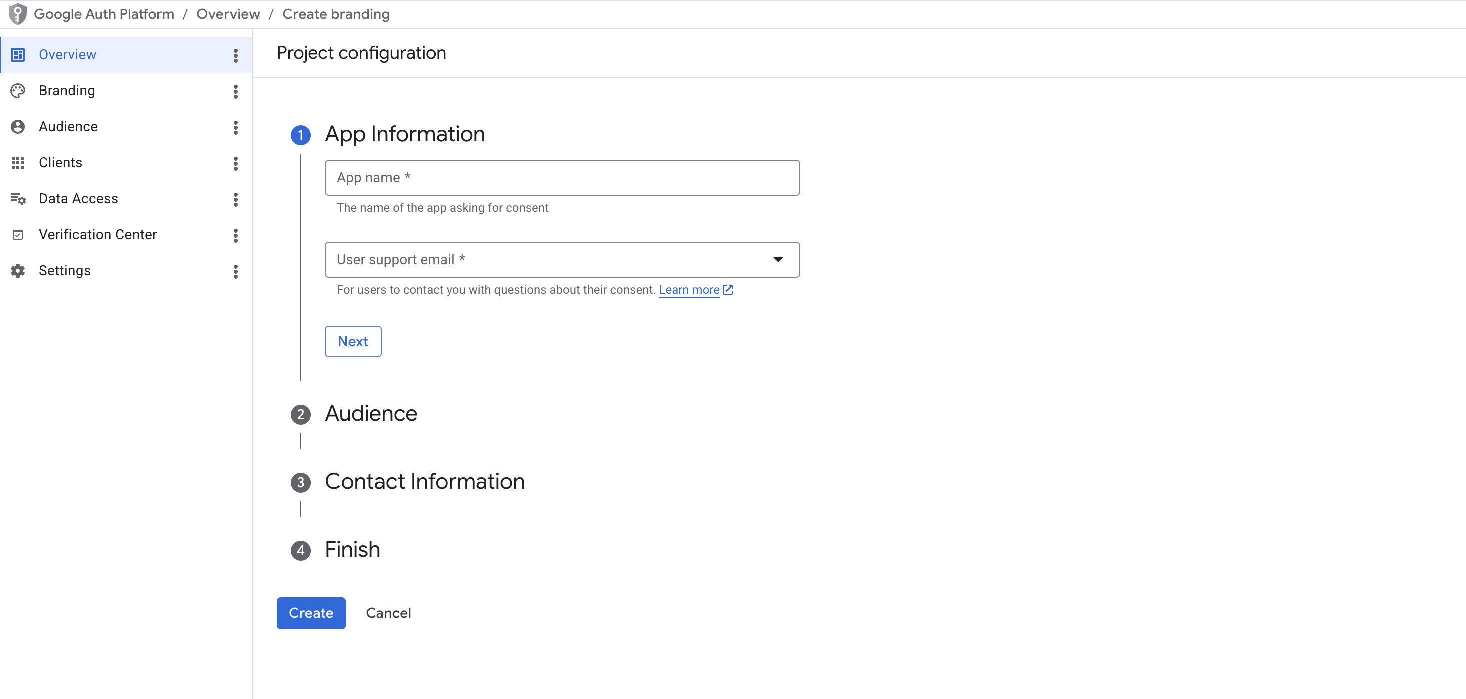 App Information form